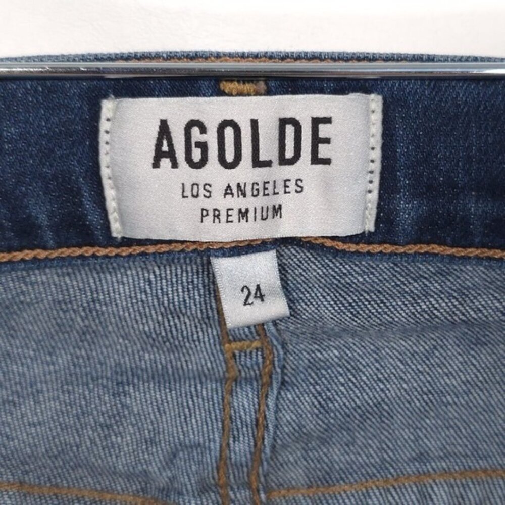 AGOLDE PREMIUM Women's Jeans Size 24 Flare Distressed Raw Hem USA MADE A041-2077 - Picture 3 of 12